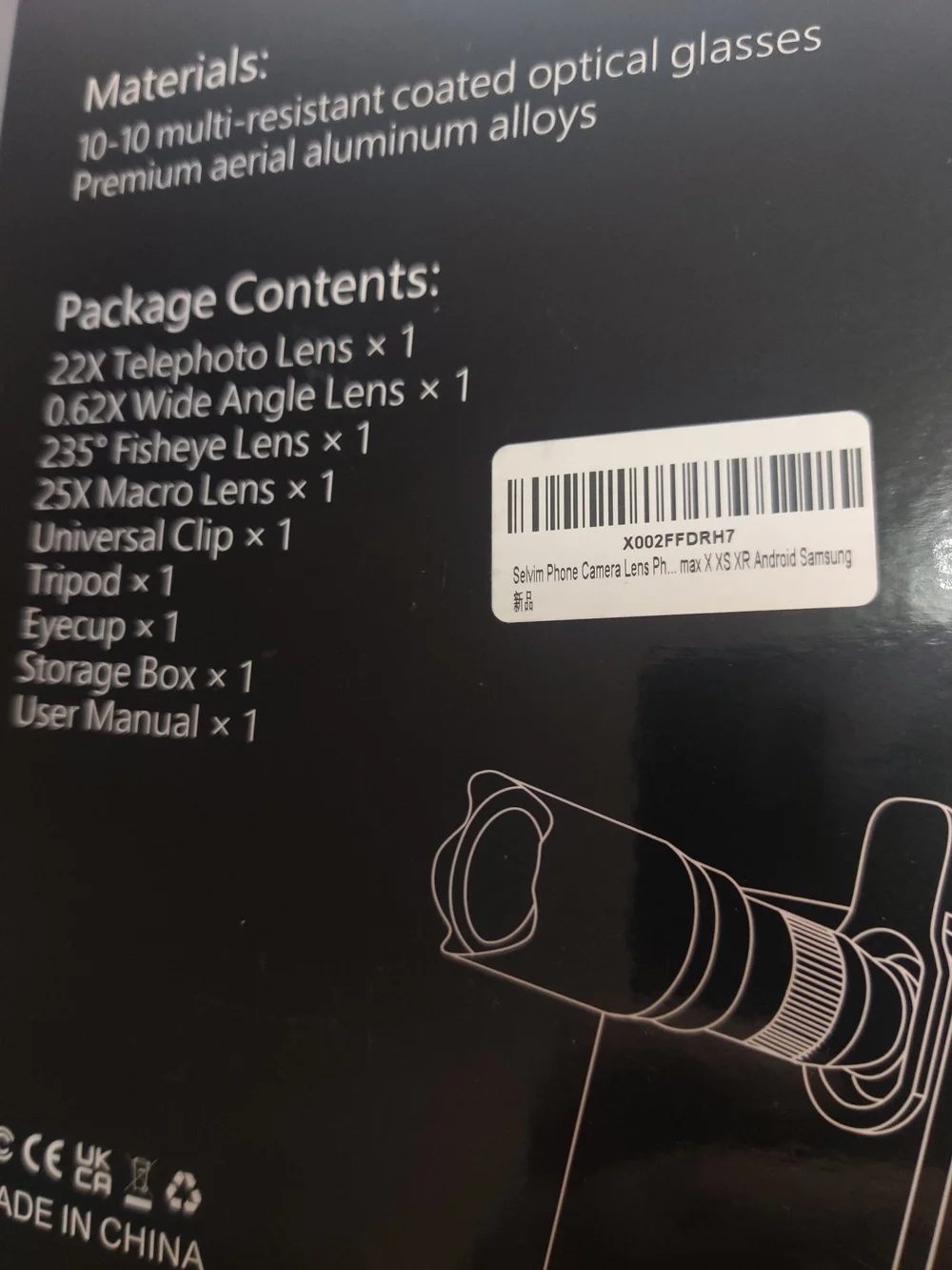 Elvi Black Smartphone Lens & 12x Zoom Monocular Kit